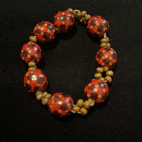 Beaded Brown, Orange, & Tan Stretchy Bracelet - Picture 15 of 17